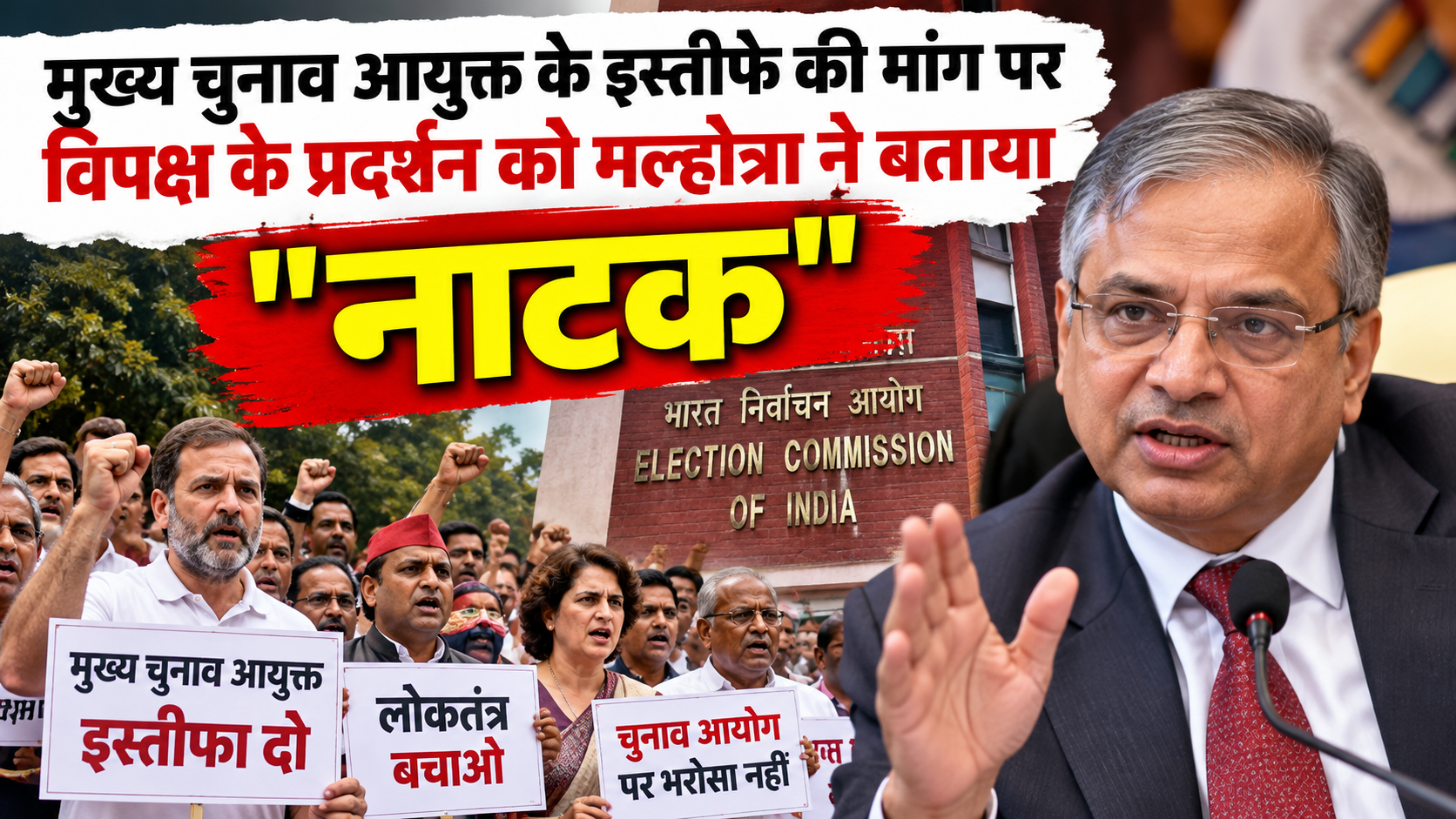 मुख्य चुनाव आयुक्त के इस्तीफे की मांग पर विपक्ष के प्रदर्शन को मल्होत्रा ने बताया "नाटक"
